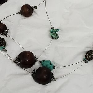 Three Pc Set. 2 Necklaces and  Silver Bracelet